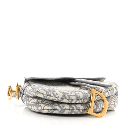 Christian Dior Oblique Embroidered Saddle Bag Gray 4 of 13