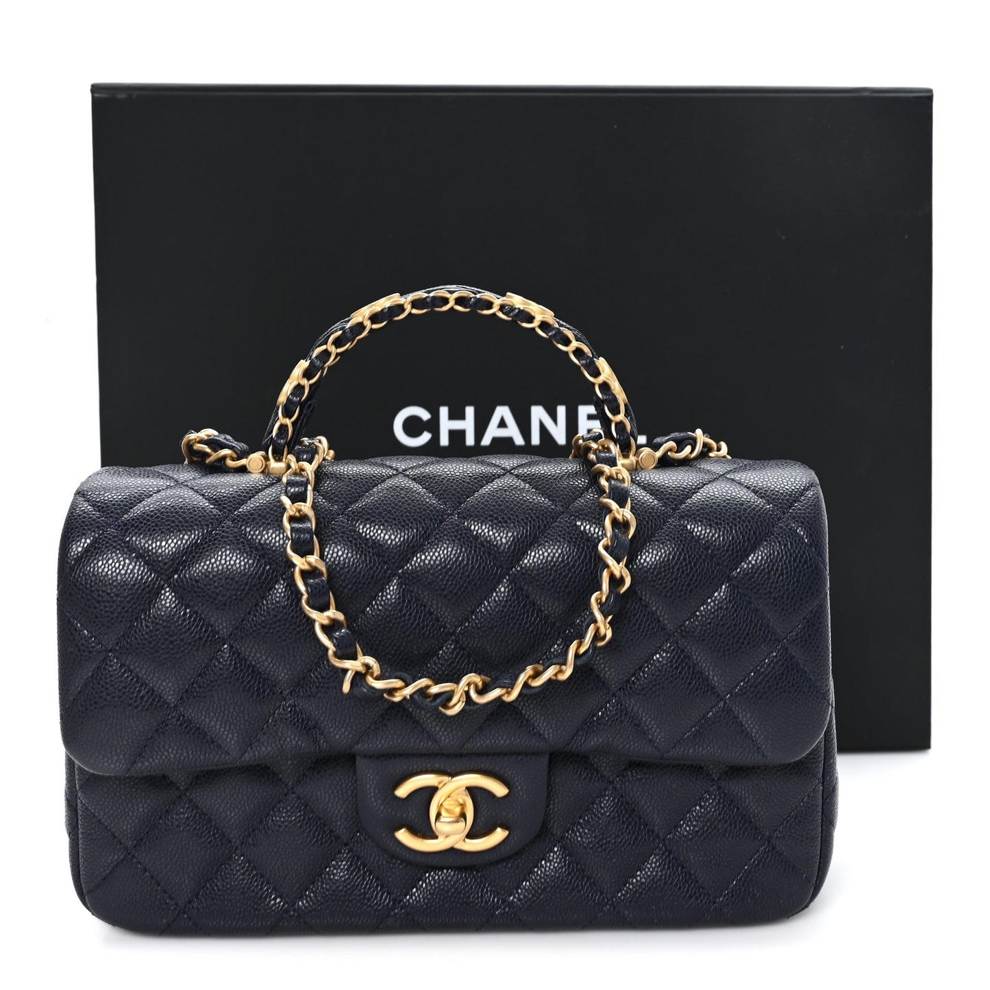 Caviar Quilted Small Handy CC Flap Navy