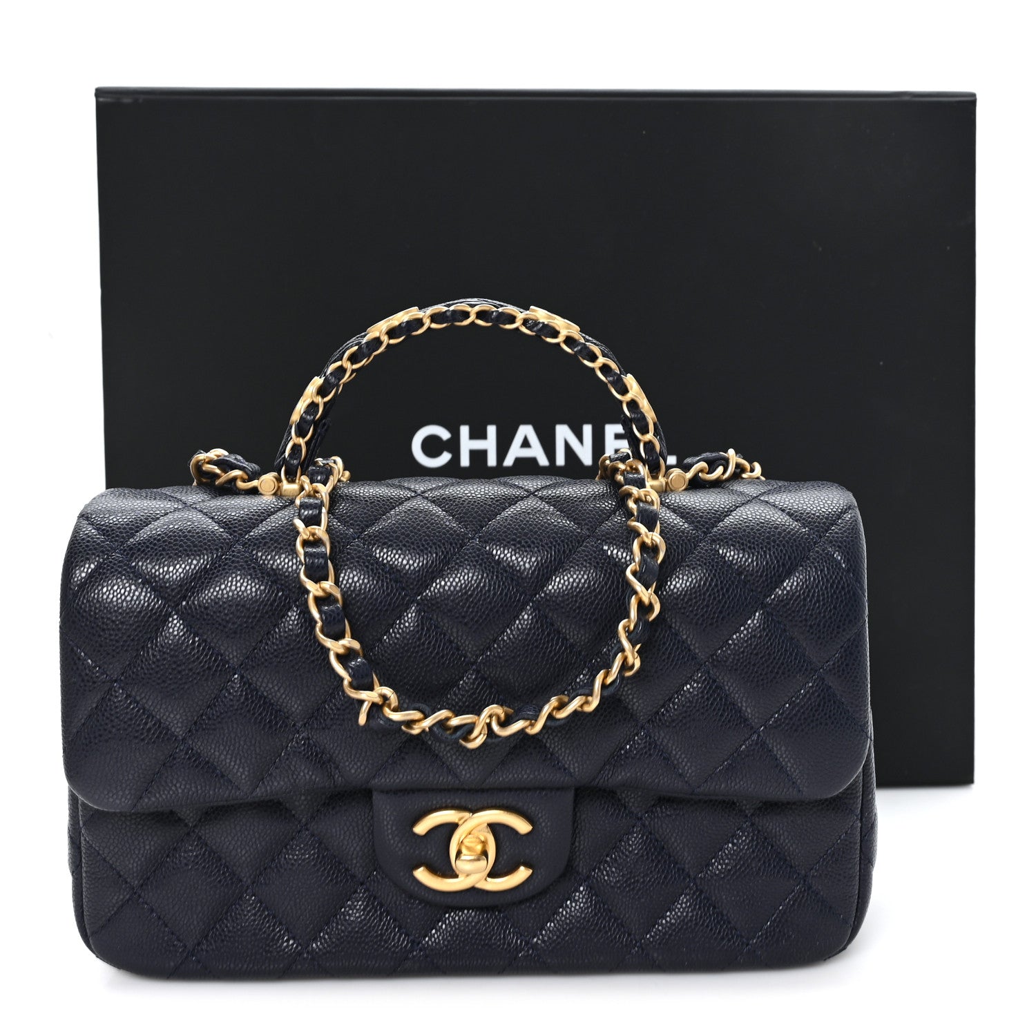 Chanel Caviar Quilted Small Handy CC Flap Navy 11 of 11