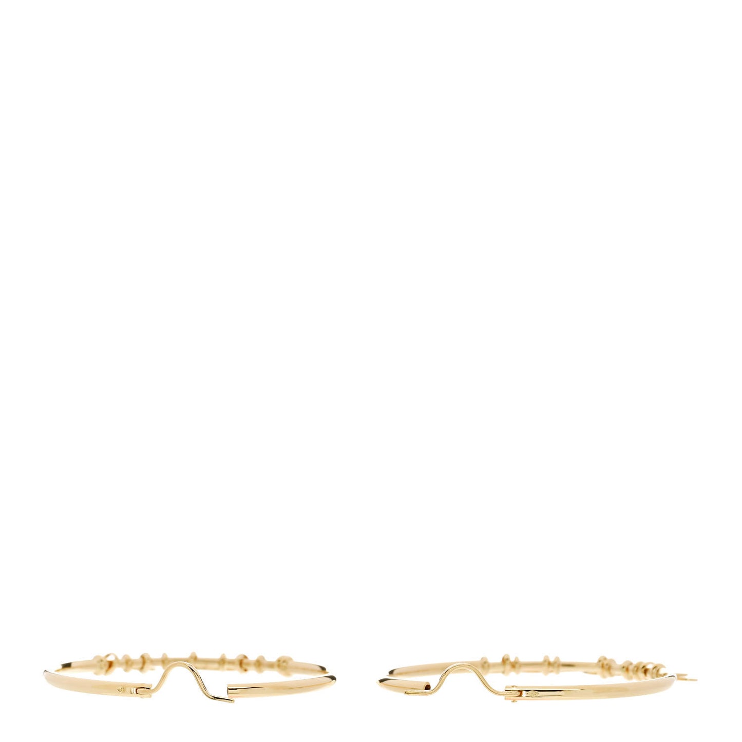 18K Yellow Gold Heart Charm Hoop Earrings
