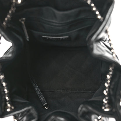 Chanel Caviar Flat Quilted CC Chain Bucket Drawstring Bag Black 5 of 10