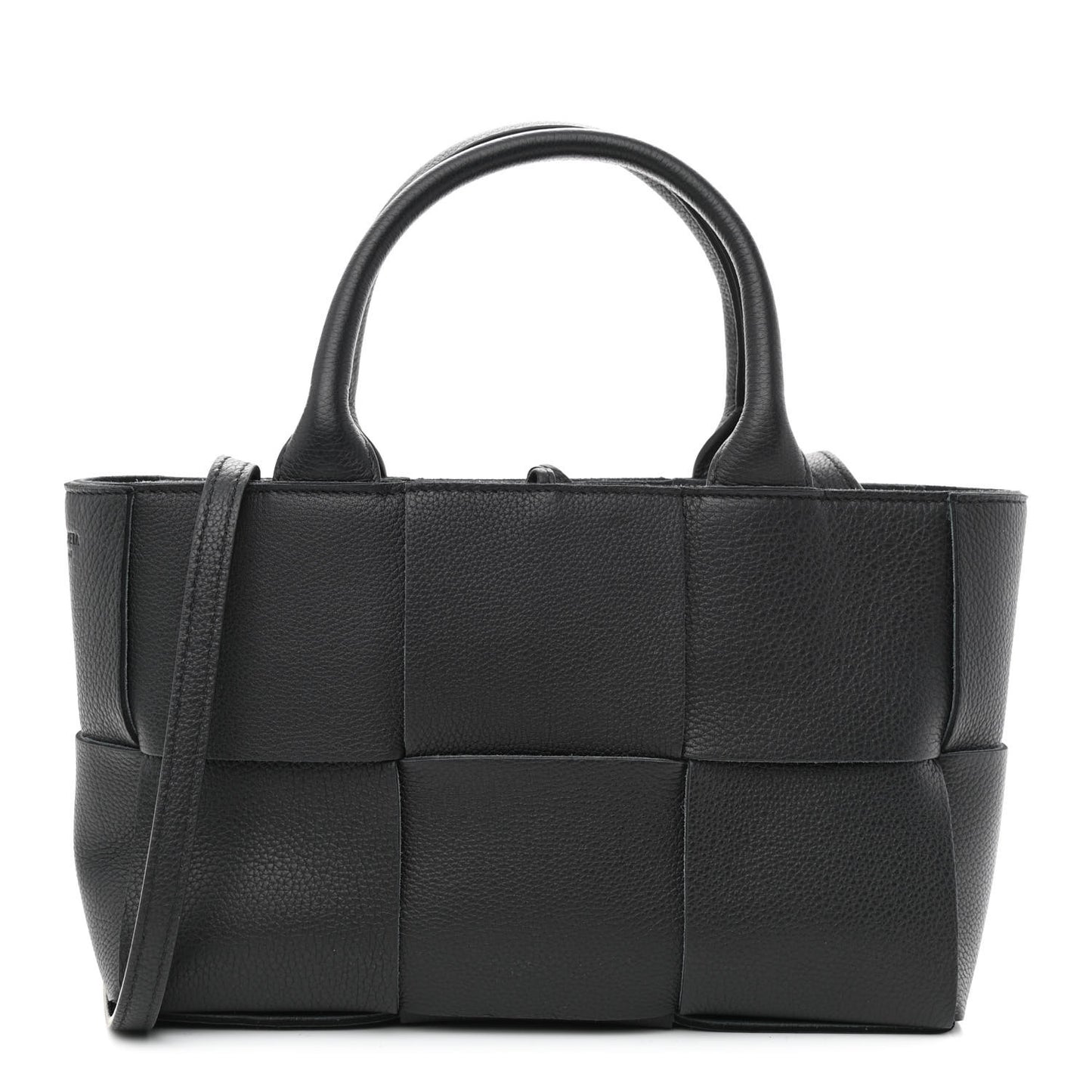 Grained Calfskin Maxi Intrecciato Mini Arco Tote Black
