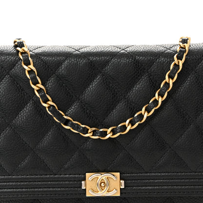 Chanel Caviar Quilted Boy Wallet On Chain WOC Black 9 of 12