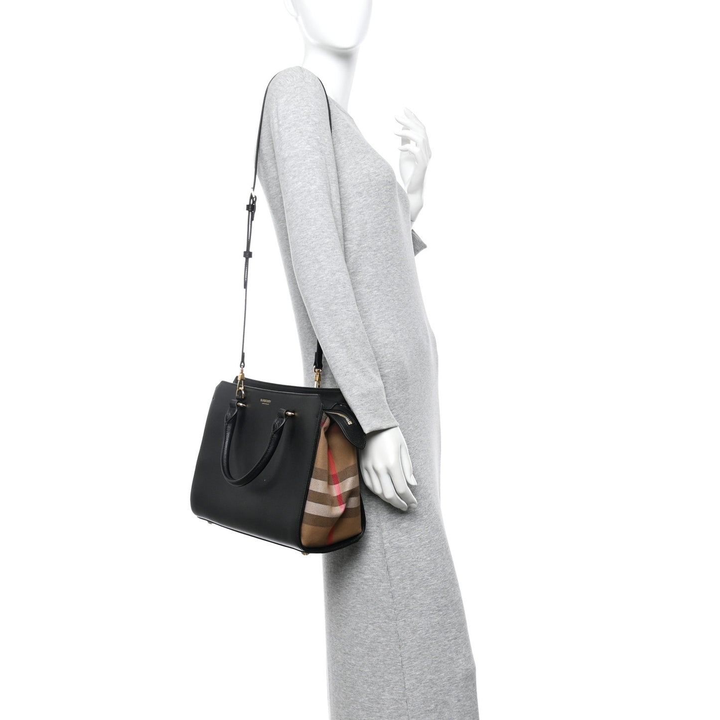 Calfskin Mega Check Small Banwell Tote Black