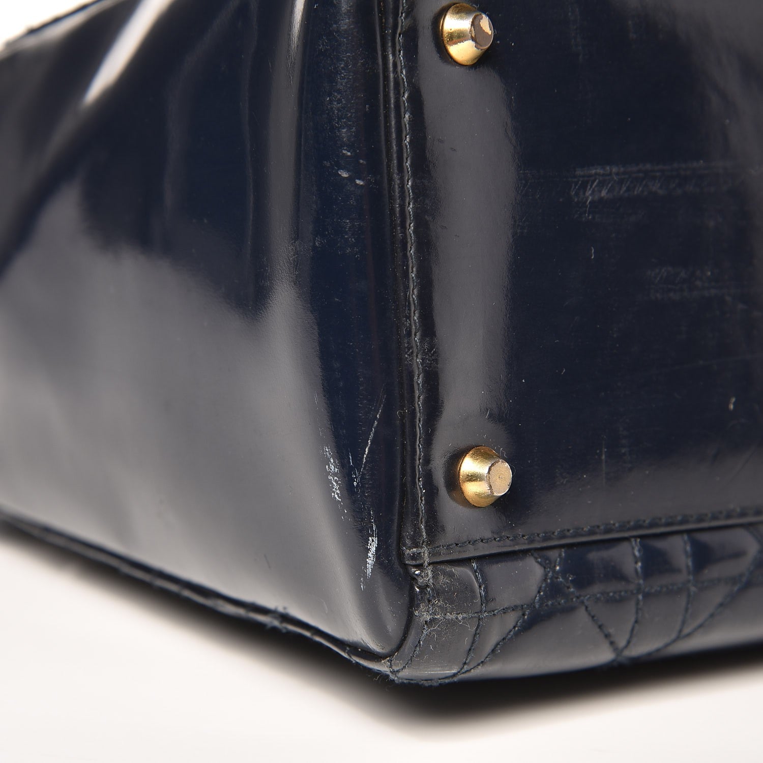 Christian Dior Patent Cannage Large Lady Dior Navy Blue 8 of 14