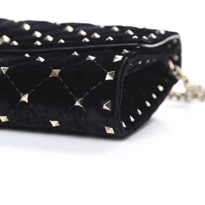 Valentino Garavani Velvet Rockstud Spike Wallet on Chain Black 8 of 10