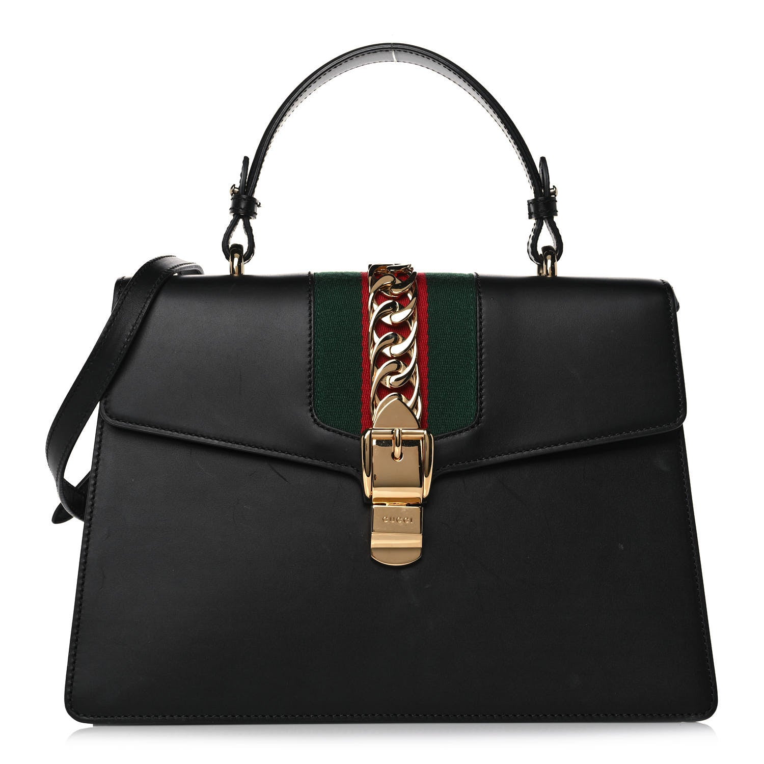 Gucci Calfskin Medium Sylvie Top Handle Bag Black 1 of 13