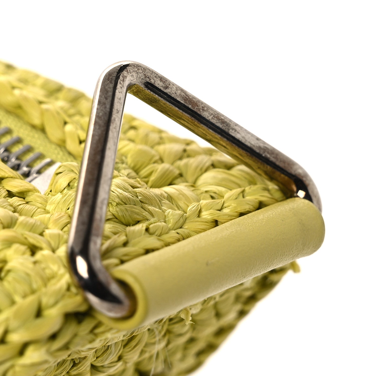 Prada Yarn Raffia Effect Crochet Triangle Shoulder Bag Giallo 11 of 11