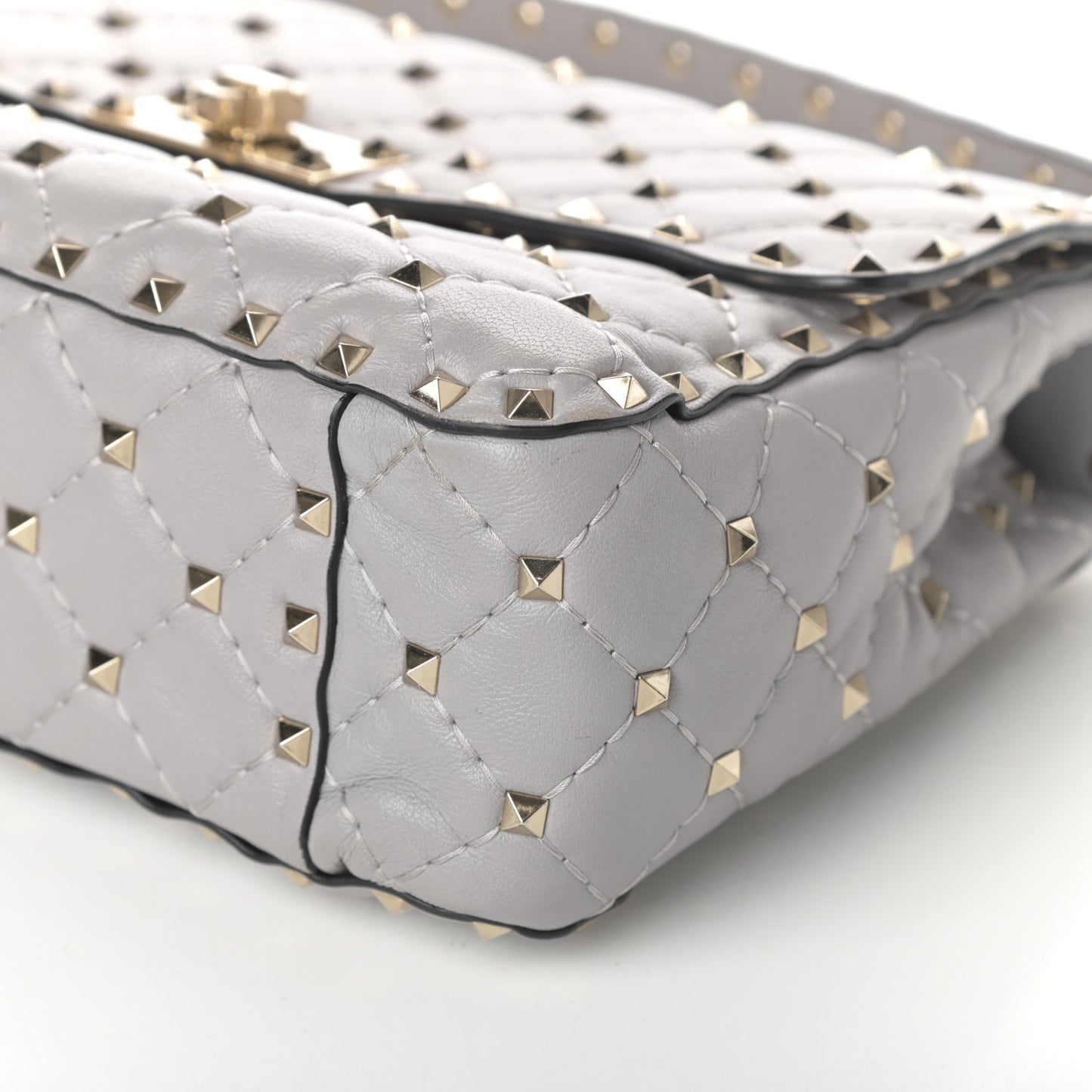 Nappa Medium Rockstud Spike Shoulder Bag Grey
