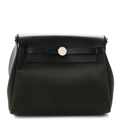 Hermes Military Toile Vache Hunter Herbag Zip Retourne 20 Vert De Gris Black 1 of 10