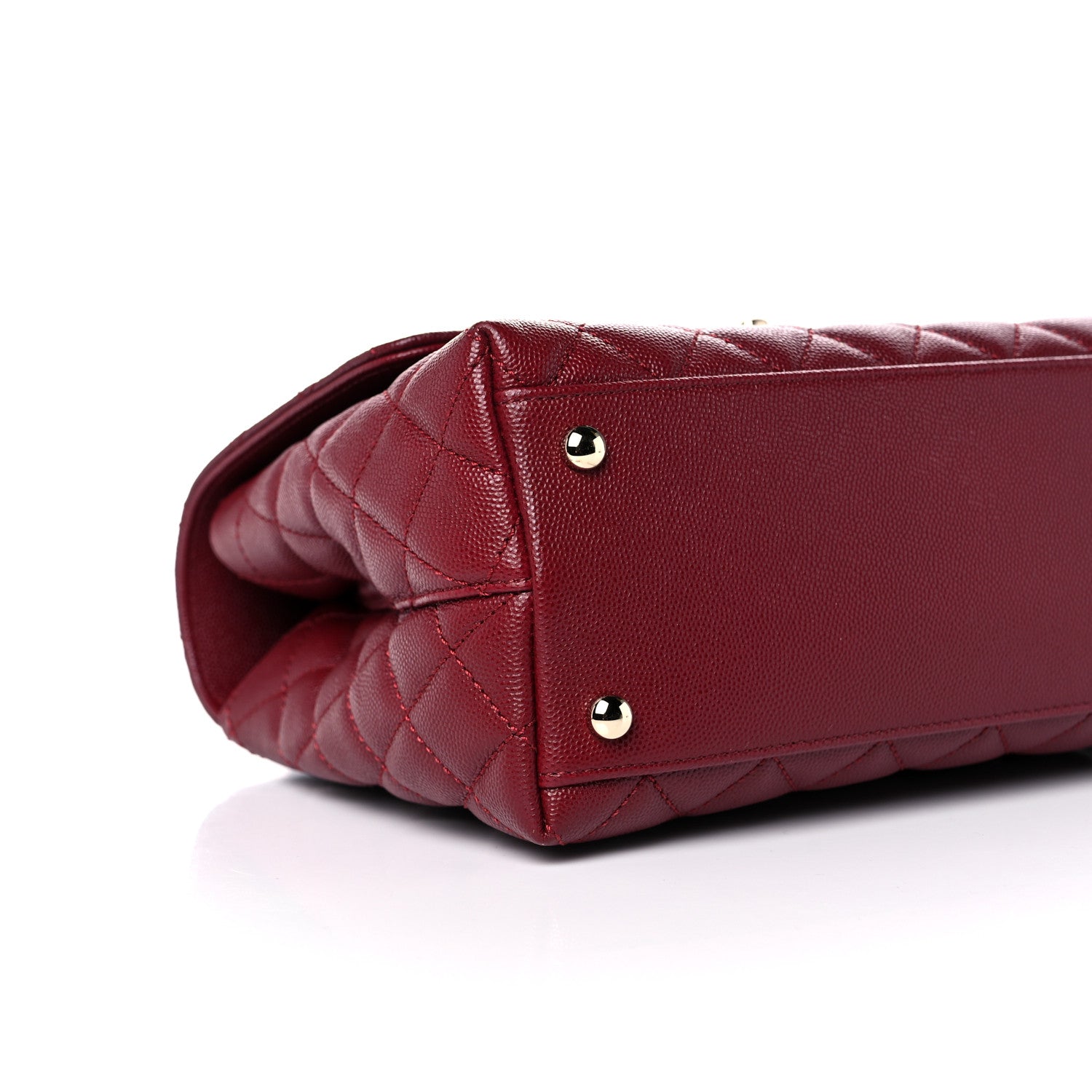 Chanel Caviar Lizard Embossed Quilted Small Coco Handle Flap Burgundy 8 of 10
