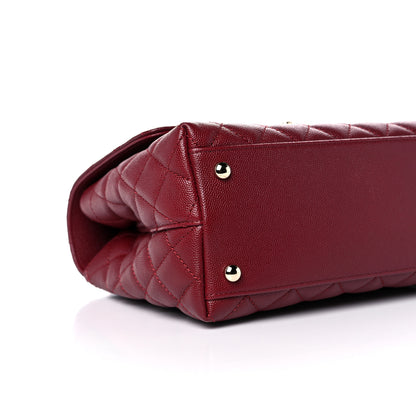 Chanel Caviar Lizard Embossed Quilted Small Coco Handle Flap Burgundy 8 of 10