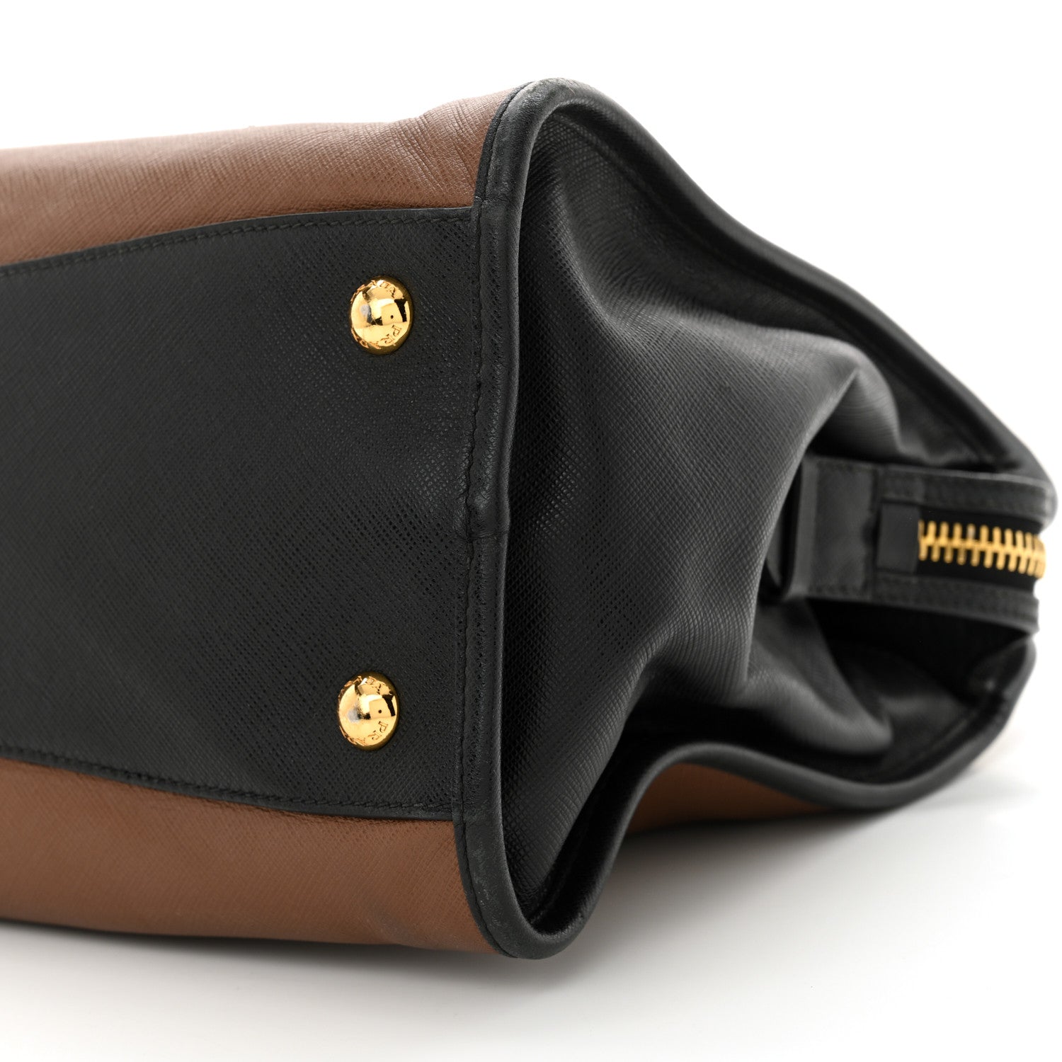 Prada Saffiano Soft Bi-Color Tote Palissandro Black 9 of 13