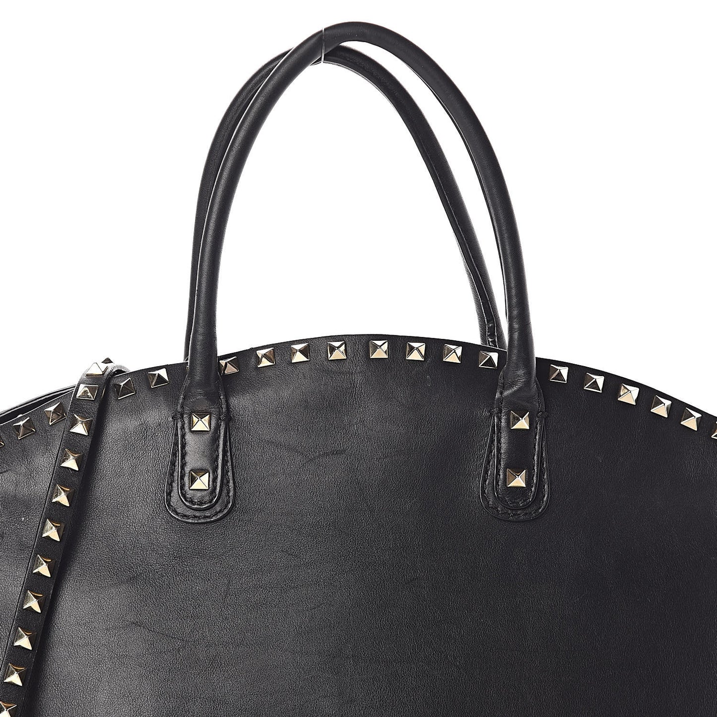 Vitello Rockstud Dome Shopper Black