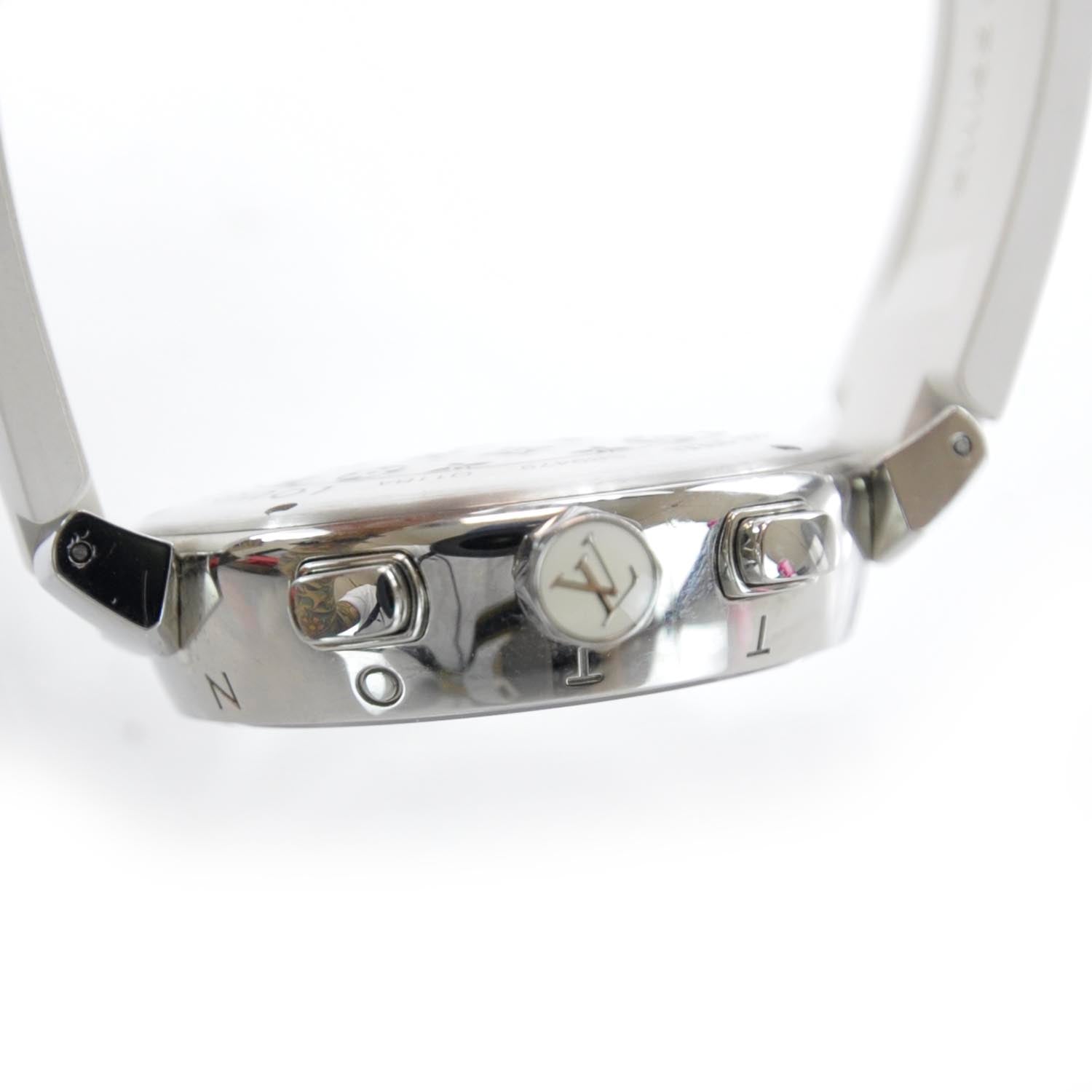 Louis Vuitton Stainless Steel Rubber Mother of Pearl 28mm Tambour Lovely Cup Quartz Watch 4 of 7