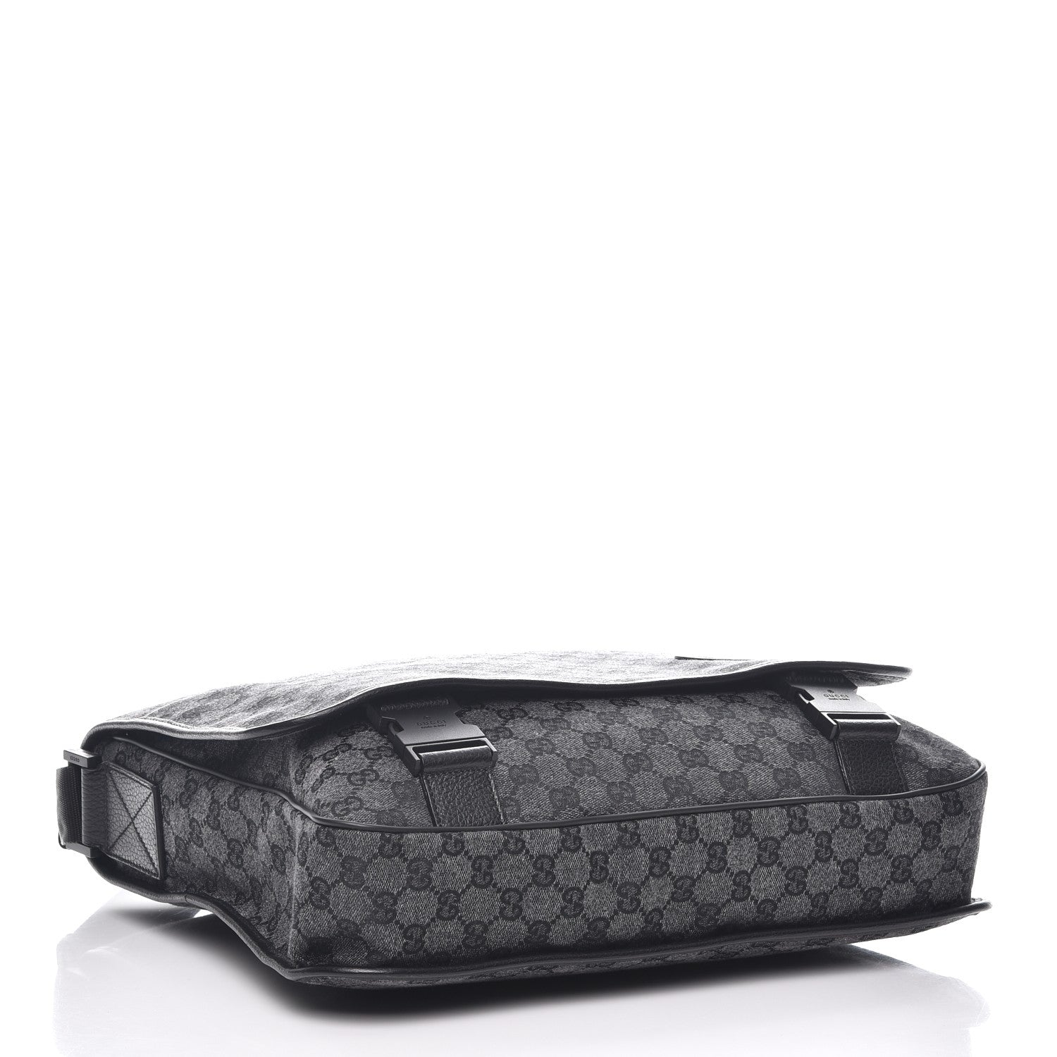 Gucci Denim Monogram Hysteria Double Buckle Flap Messenger Bag 4 of 7