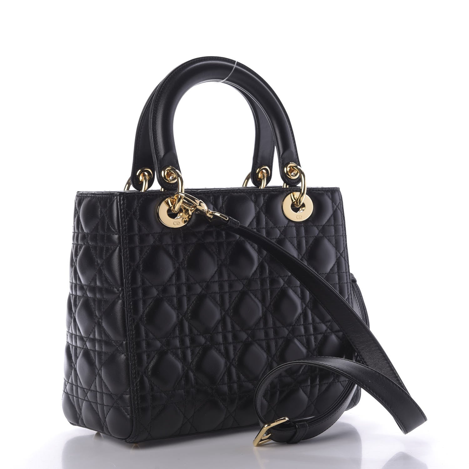 Christian Dior Lambskin Cannage Medium Lady Dior Black 3 of 10