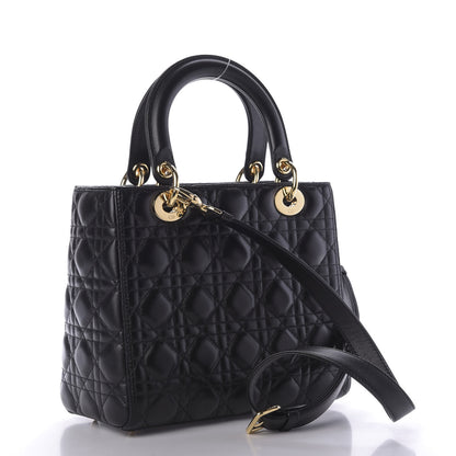 Christian Dior Lambskin Cannage Medium Lady Dior Black 3 of 10
