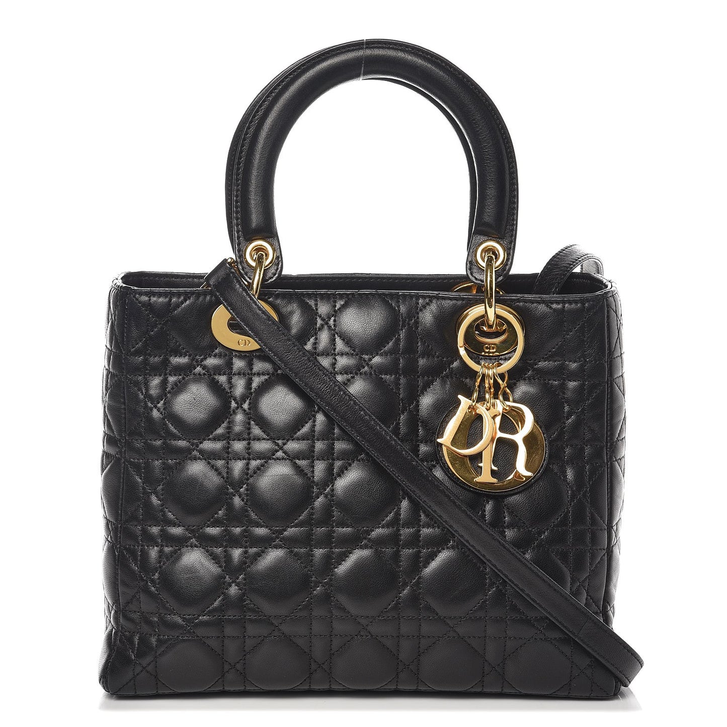 Lambskin Cannage Medium Lady Dior Black