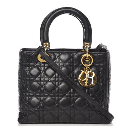 Christian Dior Lambskin Cannage Medium Lady Dior Black 1 of 12