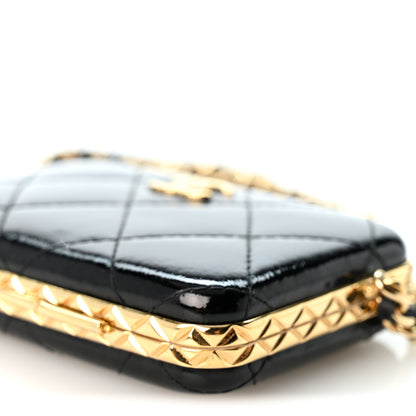 Chanel Glazed Goatskin Quilted Small Box With Chain Black 11 of 11
