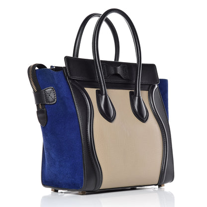Celine Elephant Calfskin Suede Micro Tri-Color Luggage Sand 3 of 9