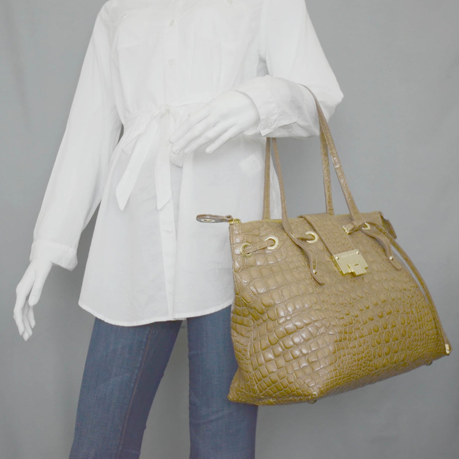 Jimmy Choo Moc Crocodile Embossed Leather Medium Rhea 2 of 10