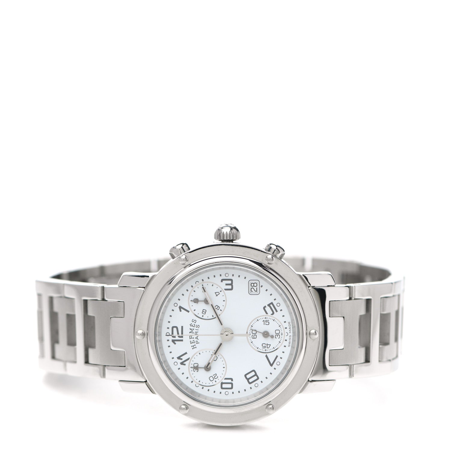 Hermes Stainless Steel 31mm Clipper Chronograph Quartz Watch 3 of 8