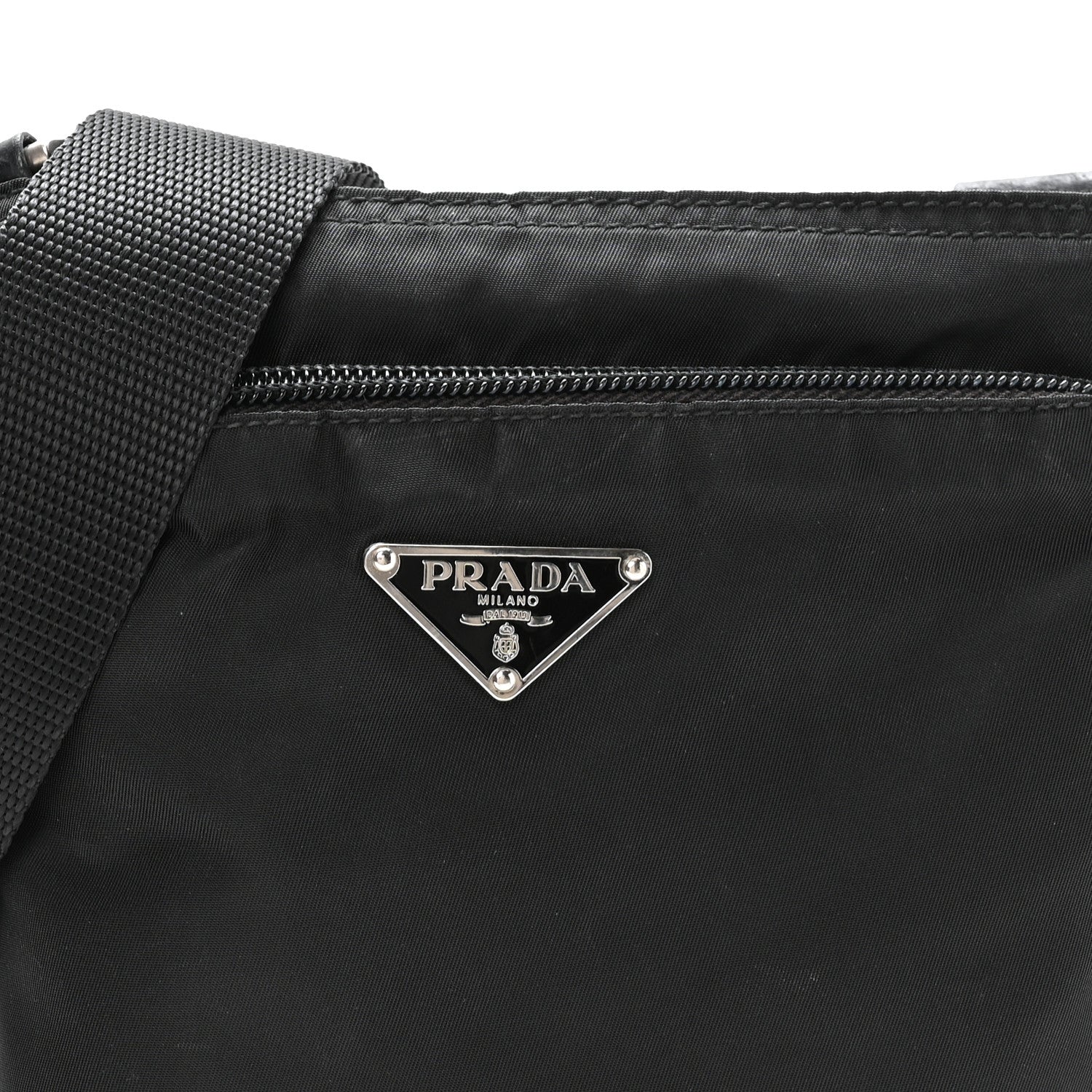 Prada Nylon Small Flat Messenger Bag Black 8 of 10