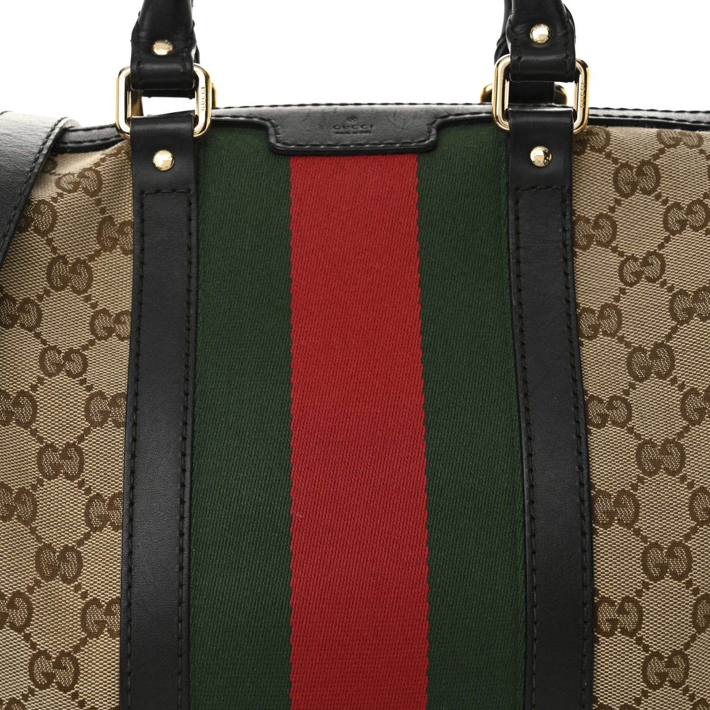 Monogram Selleria Calfskin Vintage Web Medium Boston Beige Ebony Cocoa