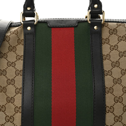 Gucci Monogram Selleria Calfskin Vintage Web Medium Boston Beige Ebony Cocoa 8 of 13