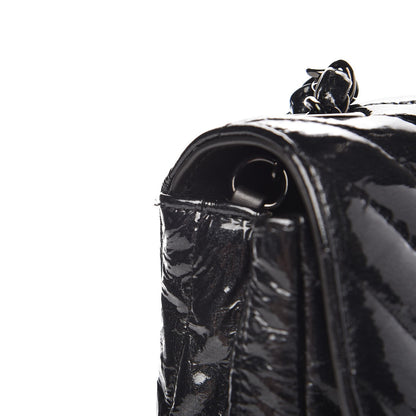 Chanel Patent Metallic Crumpled Calfskin Chevron Quilted Mini Rectangular Flap So Black 10 of 11