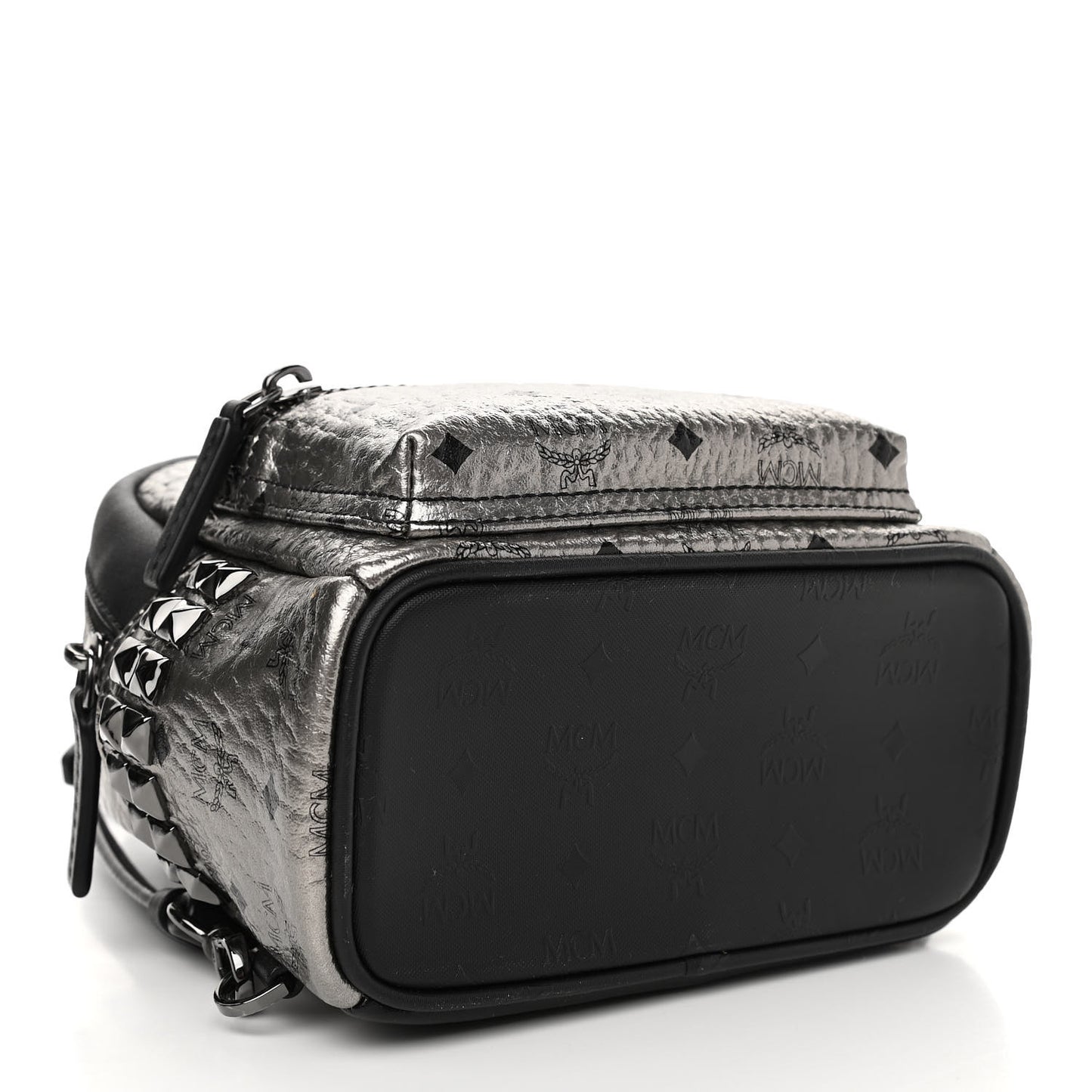 Metallic Visetos Studded X-Mini Bebe Boo Backpack Silver