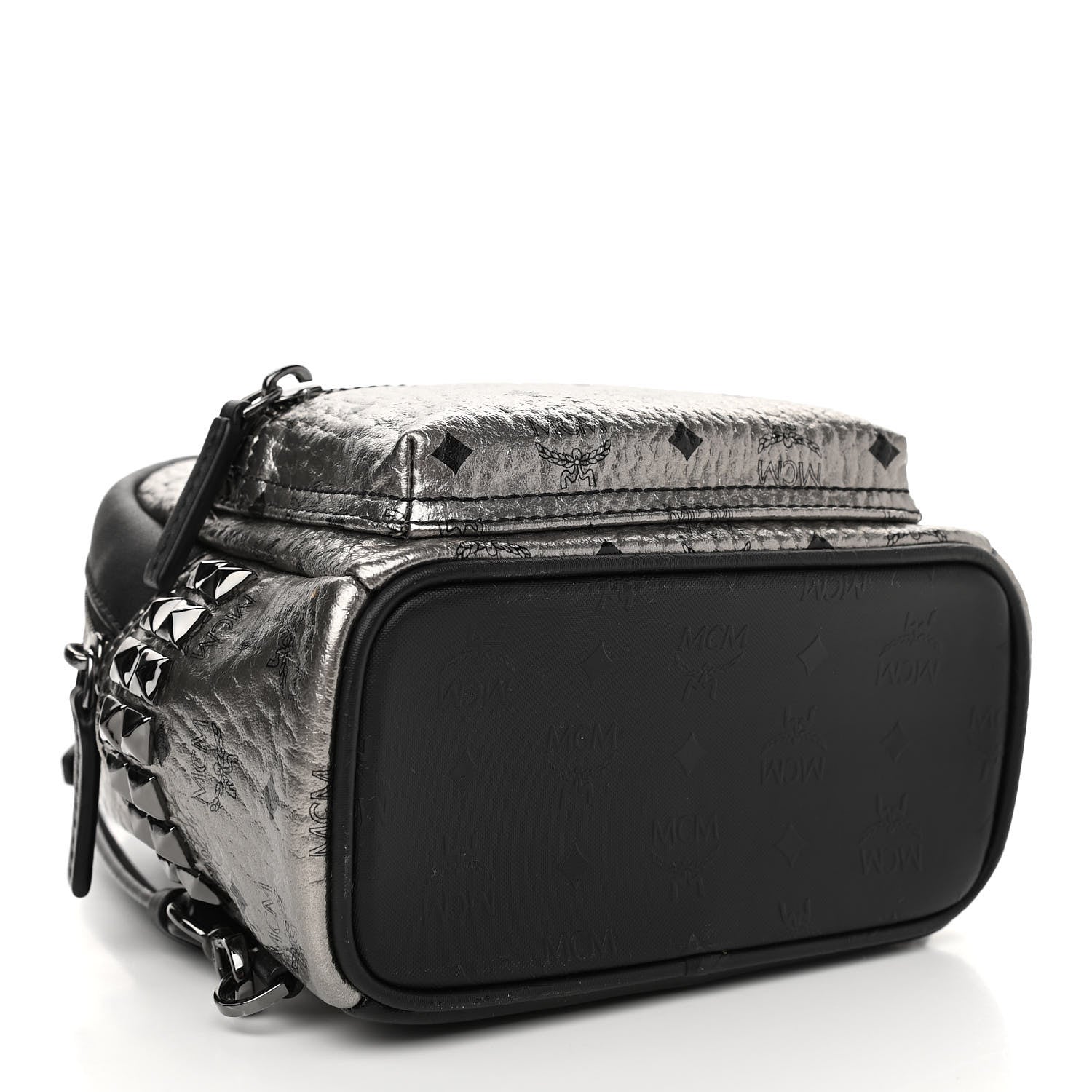 MCM Metallic Visetos Studded X-Mini Bebe Boo Backpack Silver 4 of 10