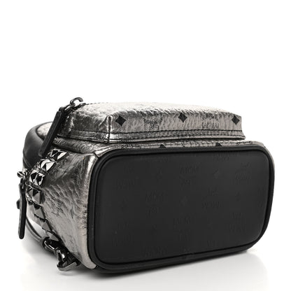 MCM Metallic Visetos Studded X-Mini Bebe Boo Backpack Silver 4 of 10