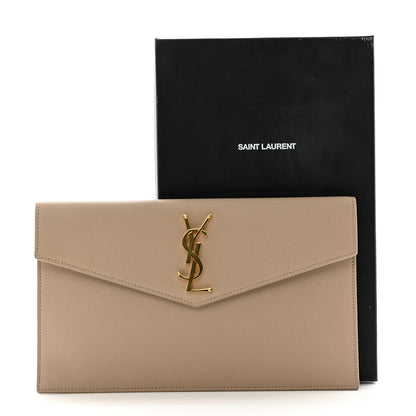 Saint Laurent Grain De Poudre Uptown Pouch Dark Beige 10 of 10