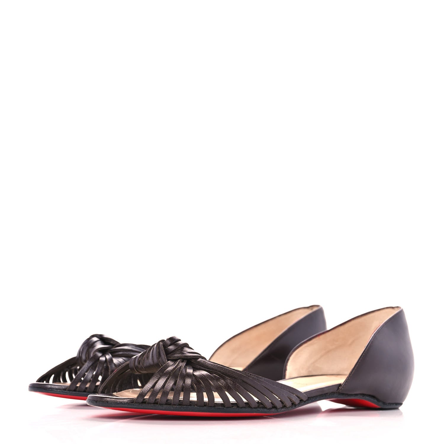 Christian Louboutin Shiny Nappa Ballalla Flats 39 Dark Brown 3 of 7