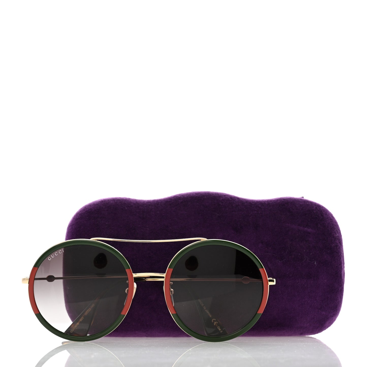 Metal Round Frame Sunglasses GG0061S Green Red