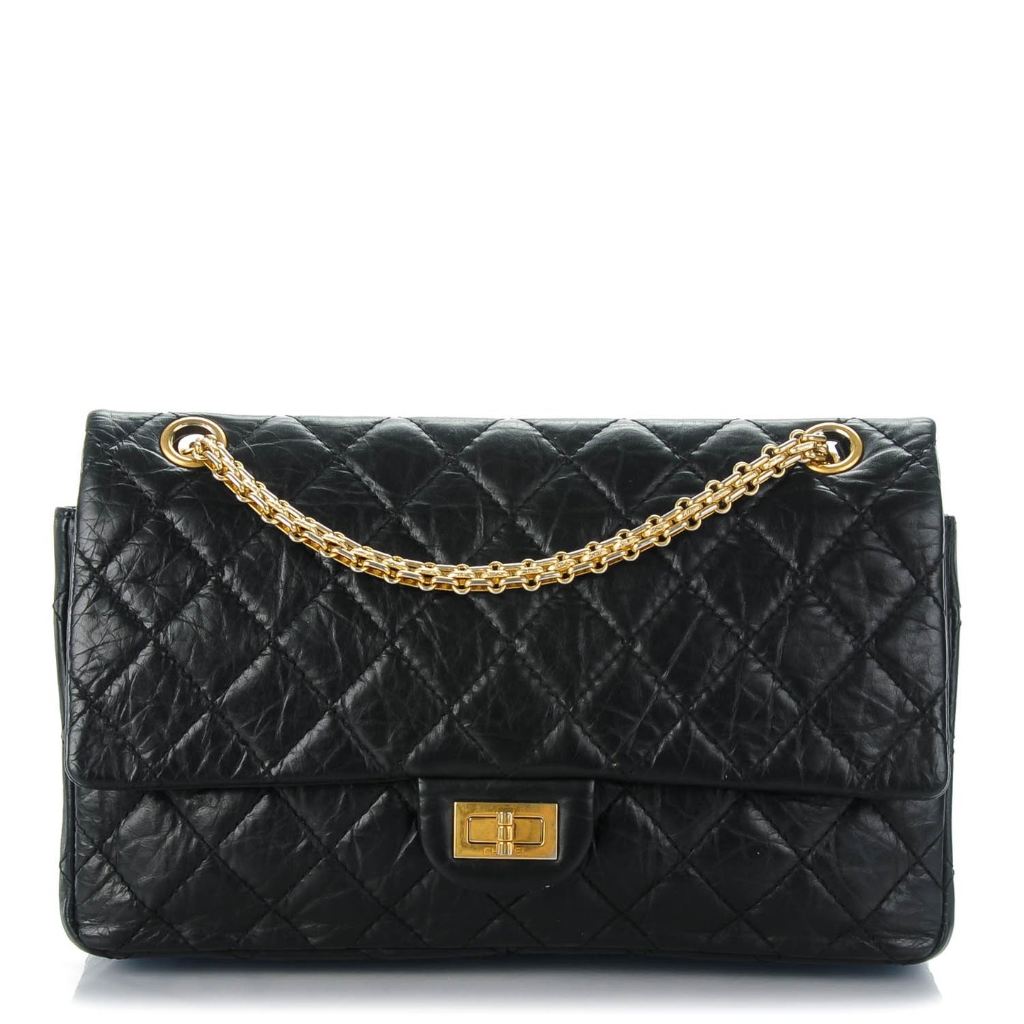 Aged Calfskin Quilted 2.55 Reissue 226 Flap Black