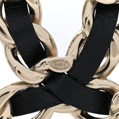 Chanel Lambskin Pearl Chain CC Brooch Gold Black 4 of 5