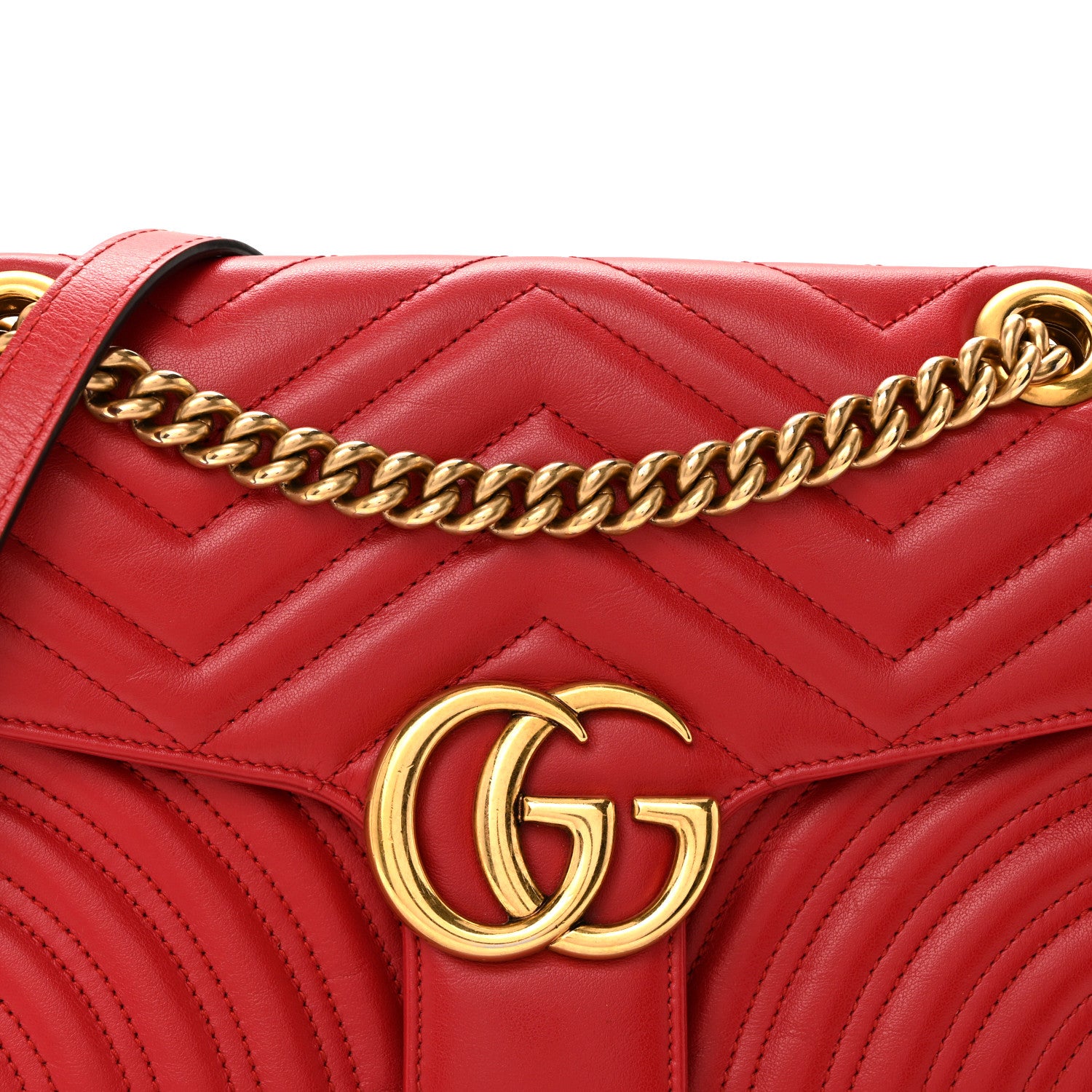 Gucci Calfskin Matelasse Small GG Marmont Shoulder Bag Hibiscus Red 8 of 12
