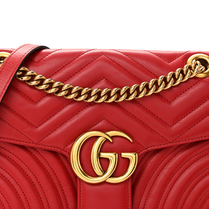 Gucci Calfskin Matelasse Small GG Marmont Shoulder Bag Hibiscus Red 8 of 12