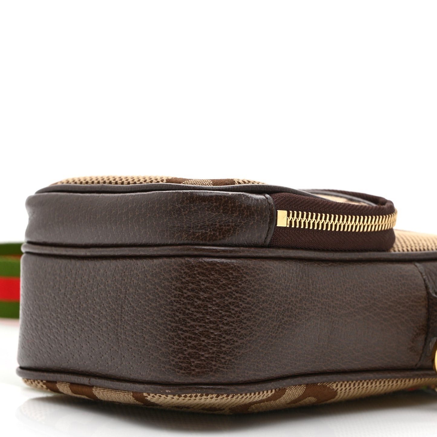 Monogram Jumbo GG Textured Dollar Calfskin Web Shoulder Bag Camel Ebony New Acero