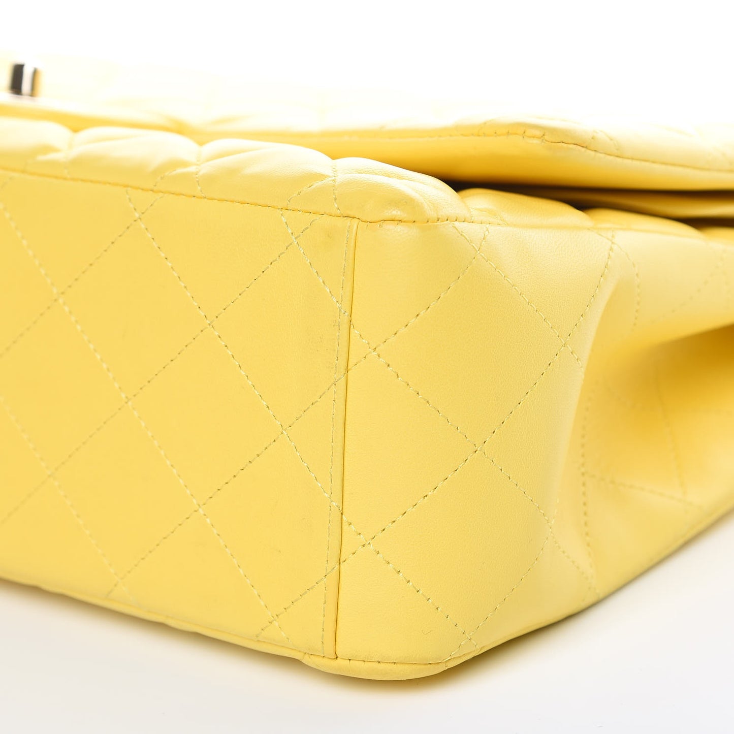 Lambskin Quilted Maxi Double Flap Yellow