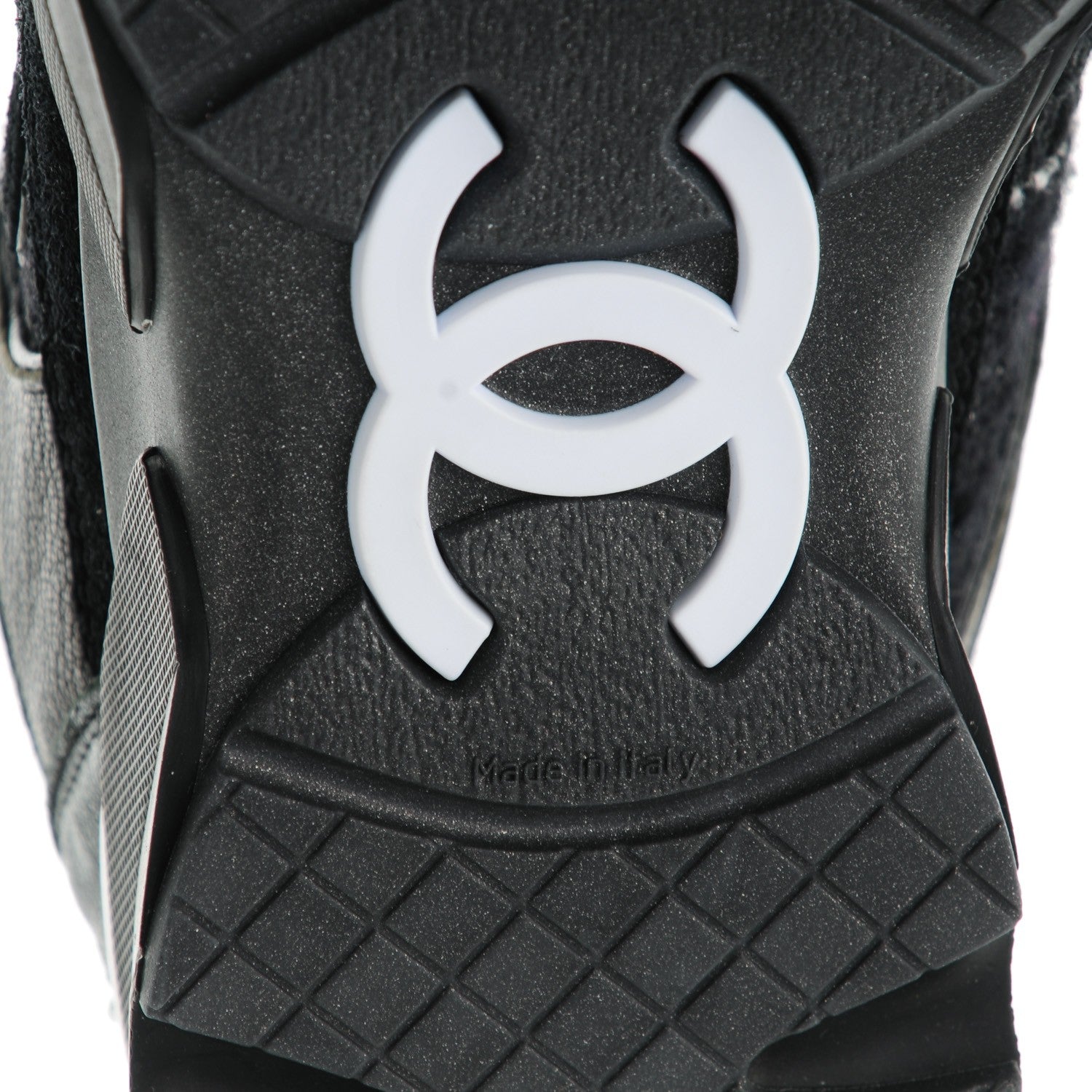 Chanel Tweed Suede Goatskin CC Sneakers 35.5 Black White 6 of 8