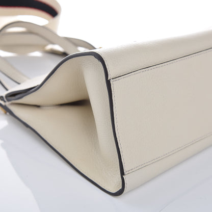 Gucci Grained Calfskin Web Stripe Butterfly Medium Totem Top Handle Bag White 11 of 13