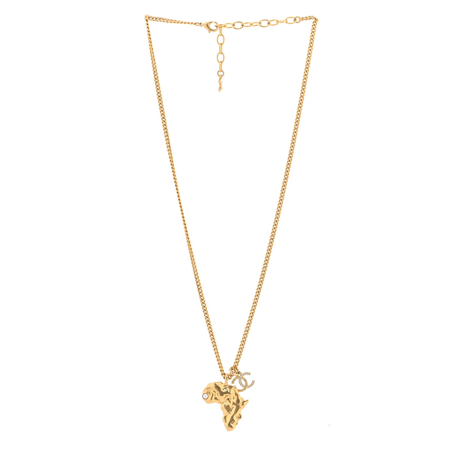 Crystal Pearl CC Africa Pendant Necklace Gold White