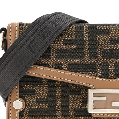 Fendi Recycled Fabric Jacquard Vitello King FF 1974 Baguette Soft Trunk Phone Pouch Tobacco Moro Sand 8 of 10