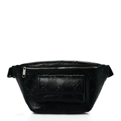 Gucci Calfskin GG Tennis Embossed Pocket Belt Bag Black 1 of 10