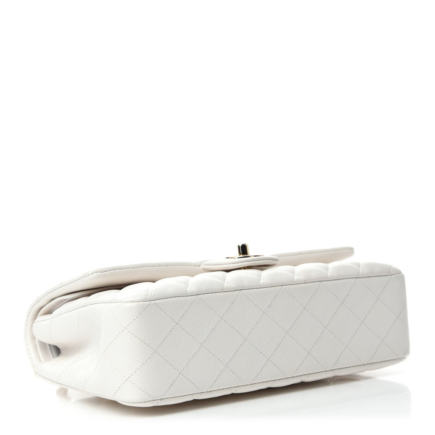 Caviar Quilted Medium Double Flap White